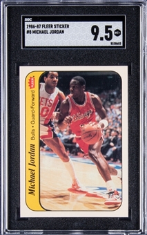 1986-87 Fleer Sticker #8 Michael Jordan Rookie Card - SGC MT+ 9.5